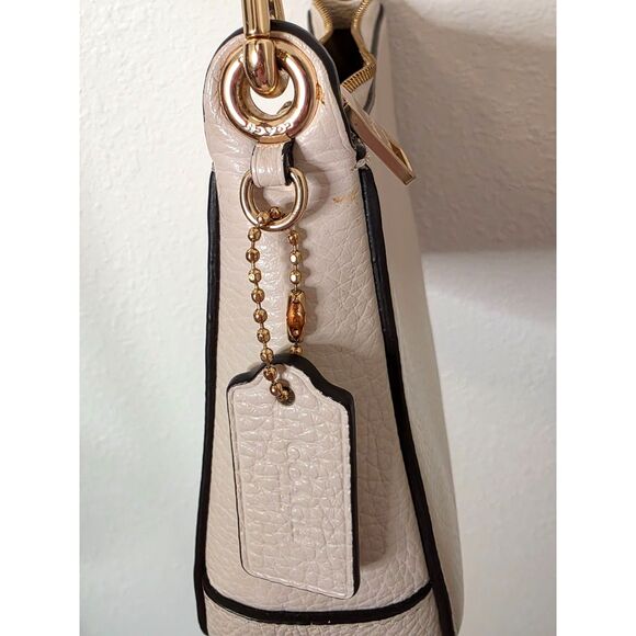 Coach Jess Baguette Pebble Leather Rainbow Strap Crossbody Bag White - Picture 14 of 16